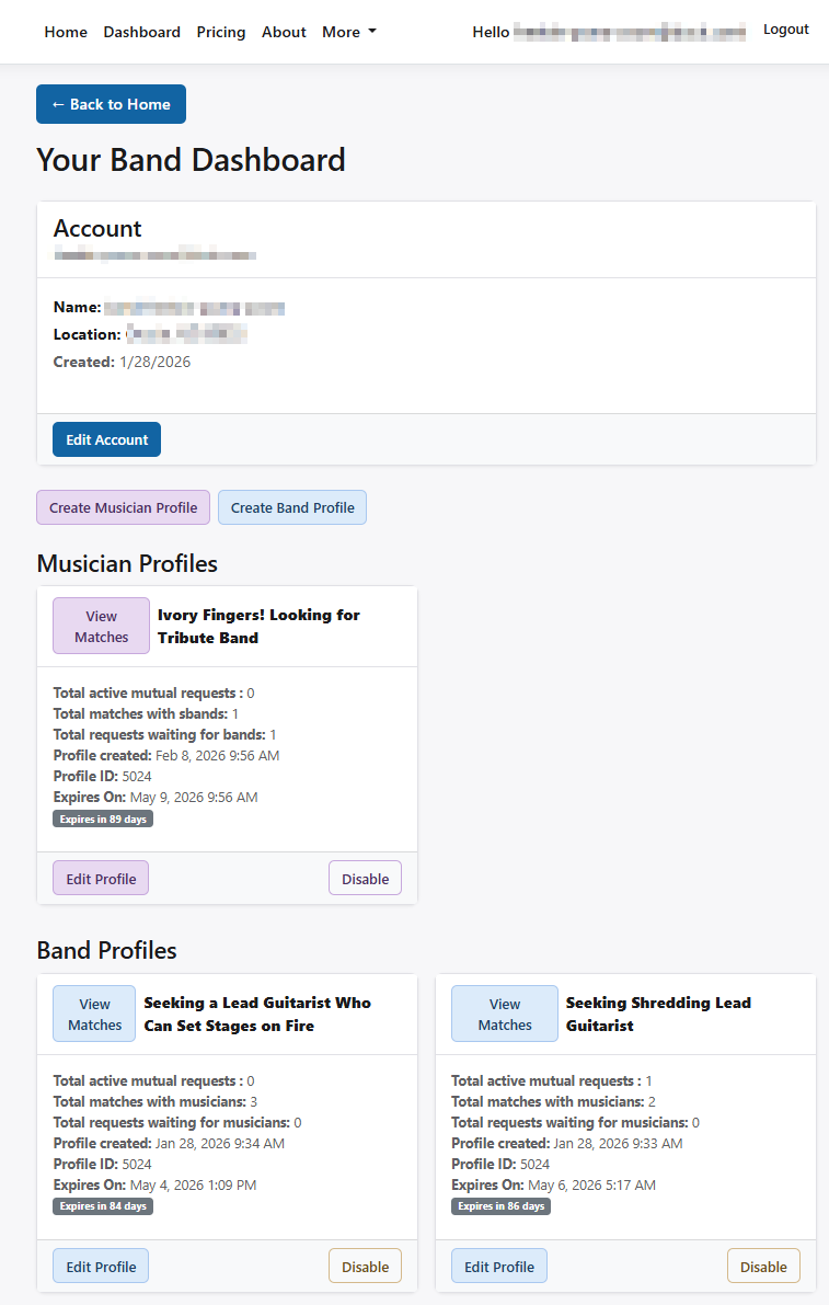 Dashboard Screenshot